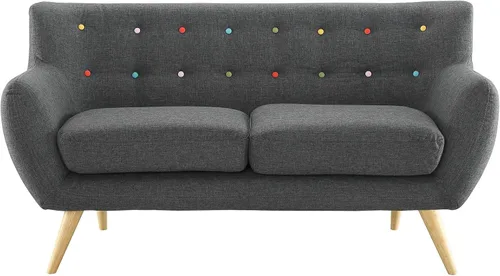 Vista 5 de Modway Remark - Sofá biplaza moderno de mediados del sigo con tela tapizada en azul celeste