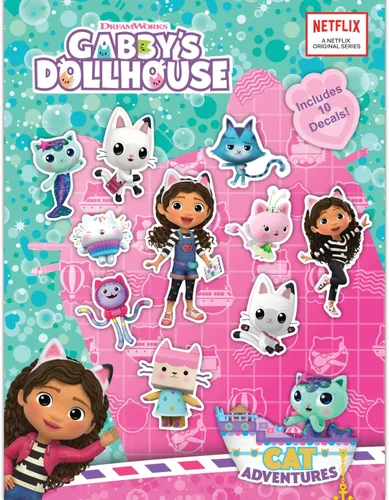 Vista 8 de DreamWorks Gabby's Dollhouse - Juego de 3 calcomanías de vinilo para botella de agua, bicicleta, casco, laptop, monopatín, coche, vinilo resistente