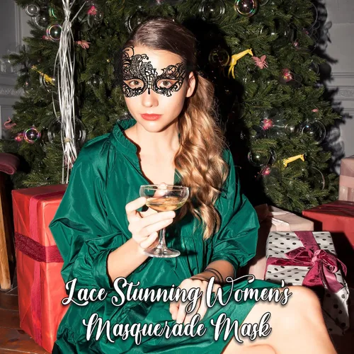 Vista 4 de Lace Masquerade Mask for Women - Venetian Party, Prom, Mardi Gras, Halloween