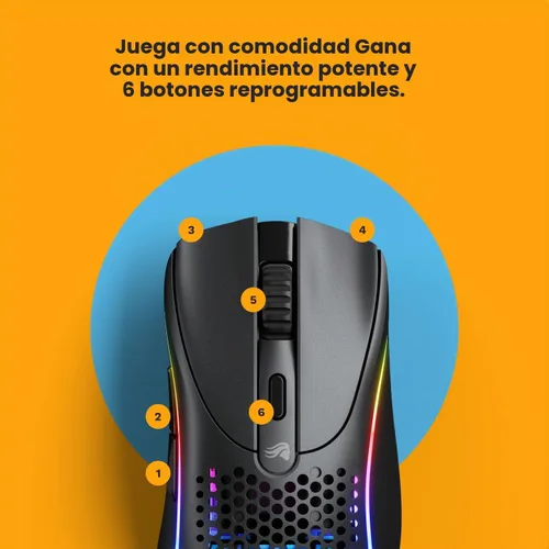 Vista 3 de Glorious Gaming - Mouse ergonómico inalámbrico modelo D 2, superligero 2.33 oz, hasta 210 horas de duración de la batería, sensor óptico de 26 K, 6