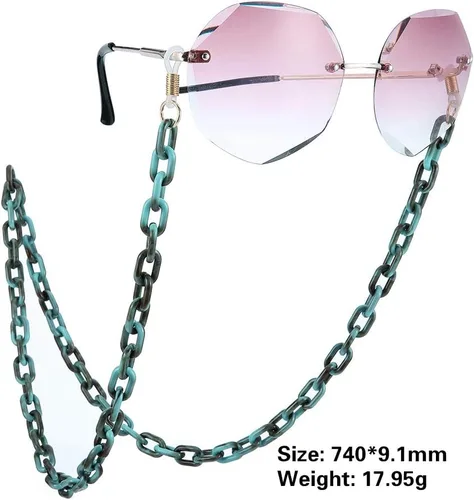 Vista 6 de LIKGREAT Cadena de gafas de acrílico para mujer, con cadena de acrílico ámbar, correa de retención para gafas de sol