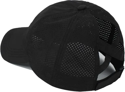 Vista 2 de Nanwansu Gorra de béisbol cruzada para mujer, gorra de béisbol ajustable con moño desordenado de malla de secado rápido