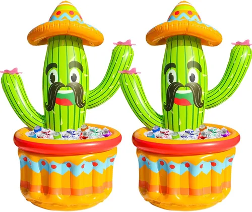 Vista 8 de PARENTSWELL Enfriador inflable de cactus de 47.5 pulgadas, enfriador de bebidas inflable para fiestas de verano, cubo de hielo inflable, suministros