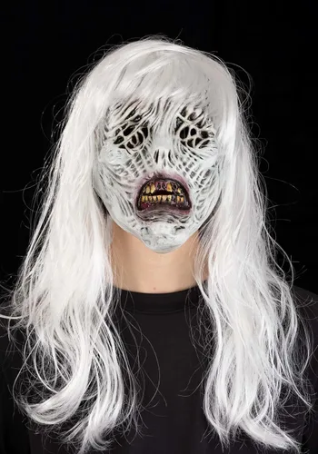 Vista 4 de Fun Costumes Máscaras inmortales de látex de bruja miserable para adultos, máscara de cabeza completa realista aterradora máscara de Halloween