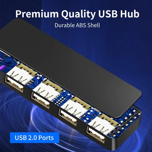 Vista 4 de Hub USB 4 Puertos USB 2.0 Divisor Hub Expansor para Laptop Computadora Flash Drive Consola Impresora Cámara Teclado Ratón Más Extendor de 1 a 4