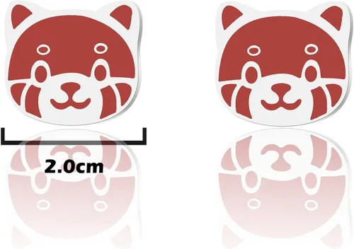 Vista 6 de Pendiente de panda rojo para fanáticos de panda rojo, regalo con temática de panda, joyería de panda rojo, aretes de oso panda