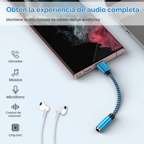 Vista 2 de Adaptador USB tipo C a conector de auriculares de 0.1 in, paquete de 2