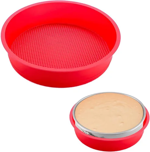 Vista 7 de Springform - Protector para sartén redonda de 8 pulgadas, 8.5 pulgadas, molde desmontable de silicona, funda de baño de agua, impermeable