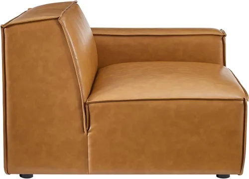 Vista 6 de Modway Restore - Sofá biplaza seccional de cuero vegano en color marrón