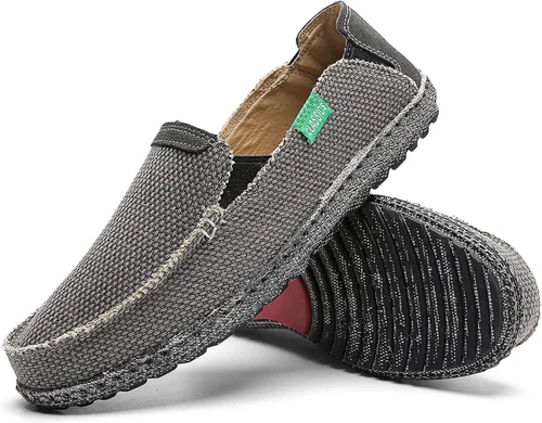 Vista 4 de Zapatos de lona sin cordones, antideslizantes, informales, planos, para exteriores, mocasines casuales para hombre de JAMONWU