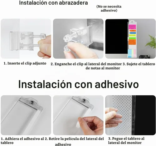 Vista 5 de 2 piezas de tableros de notas adhesivas para monitor de computadora, accesorios para escritorio de oficina, panel lateral multifunción de acrílico