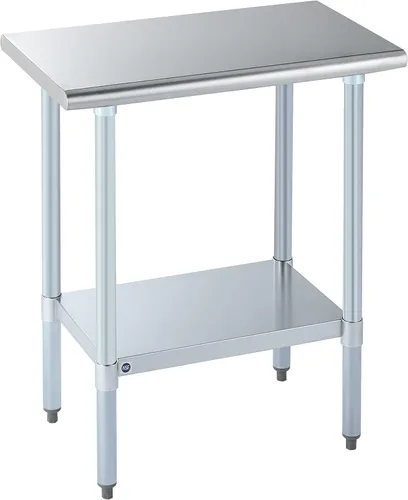 Vista 62 de ROCKPOINT Mesa de acero inoxidable para preparación y trabajo, 14x24 pulgadas; mesa de cocina comercial de metal NSF resistente con estante inferior