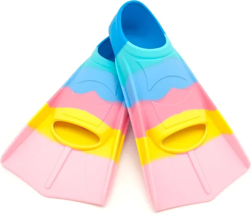 Vista 12 de Fadgesy - Aletas de entrenamiento de natación, cómodas aletas de silicona para nadar y bucear, tamaño adecuado para niños, niñas, niños y adultos