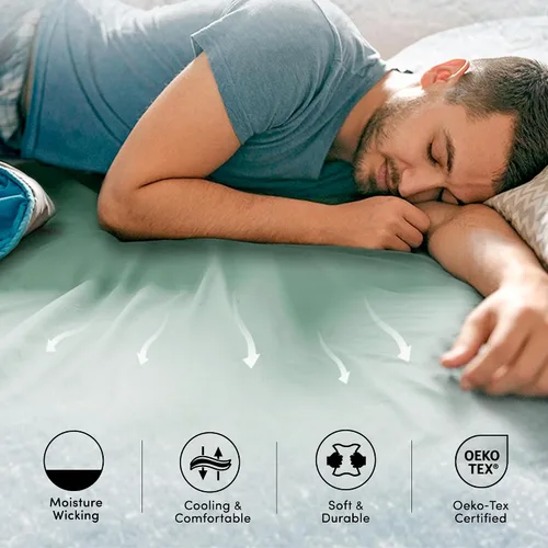 Vista 5 de Comfort Spaces - Sábana bajera Coolmax supersuave y resistente a la decoloración que absorbe la humedad con elásticos alrededor que se adapta a