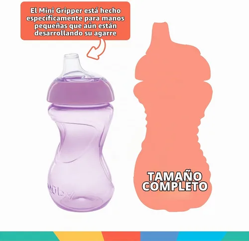 Vista 5 de Nuby Mini Gripper No-Spill Baby Sippy Cups with Soft Spout - (3 Pack) 6 oz - 6+ Months - Pink/Purple/Aqua