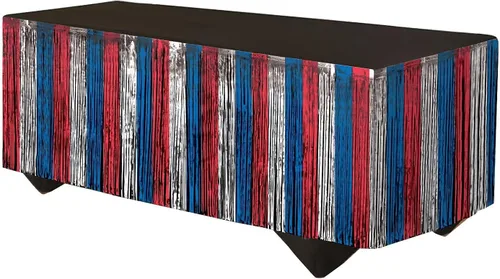 Vista 7 de Forum Novelties - Falda de mesa con flecos de oropel, 144 x 29 pulgadas, color azul