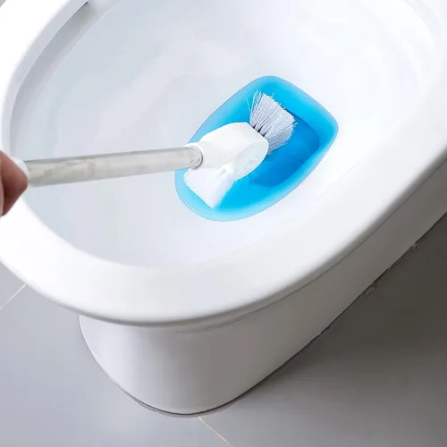 Vista 3 de Escobilla de inodoro, cepillo de inodoro con gancho, juego de cepillos de inodoro resistente para almacenamiento de baño, limpieza profunda, cepillo