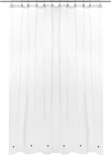 Vista 13 de Barossa Design - Forro de cortina estrecho de PEVA para ducha, con 3 imanes, impermeable, para cabina de baño pequeña, sin PVC, ojales metálicos