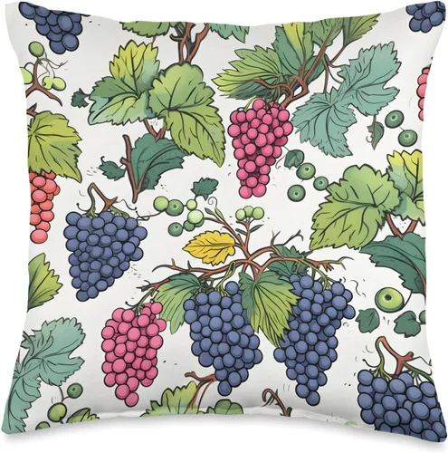 Vista 5 de Wine Whimsy Creatives Cheerful Bunches of Wine Grapes - Almohada de 18 x 18 pulgadas, multicolor