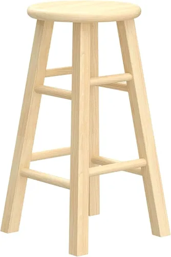 Vista 5 de PJ Wood Taburetes de cocina clásicos de asiento redondo de 24 pulgadas de alto para hogares, espacios de comedor y bares con asientos sin espalda, 4