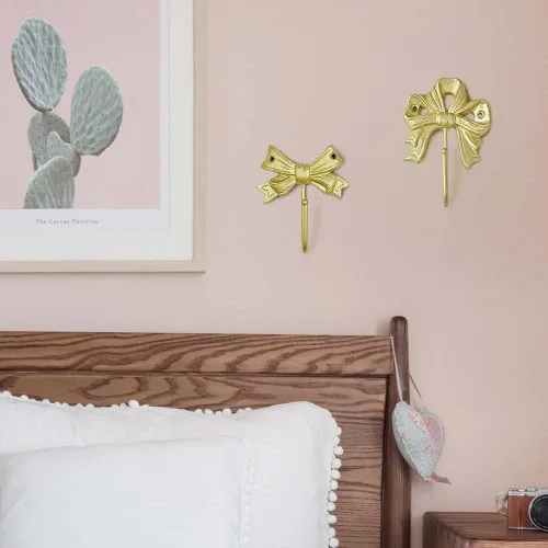 Vista 3 de Gancho decorativo con nudo de lazo, ganchos de pared, paquete de 2, gancho desgastado montado en la pared para llaves, colgador para pared