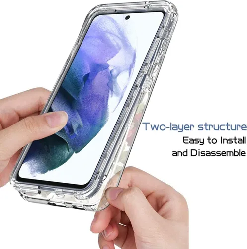 Vista 4 de Funda para Samsung Galaxy S21 Plus 5G, Samsung S21+ SM-G996U con protector de pantalla de vidrio templado, funda protectora de cuerpo completo