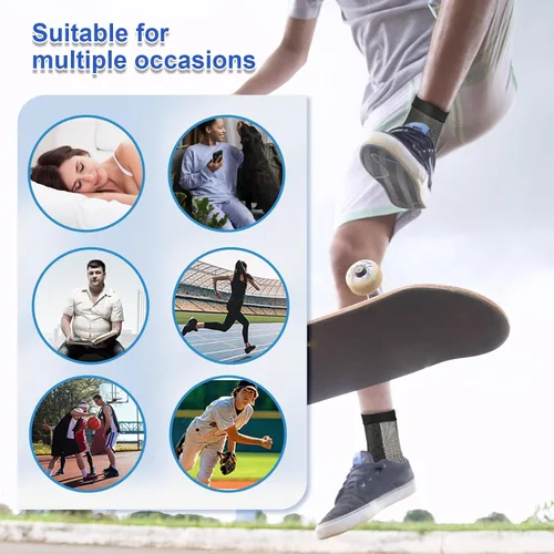 Vista 6 de Calcetines de neuropatía para mujeres y hombres, calcetines de compresión calmantes para dolor neuropatía, tobilleras para fascitis plantar