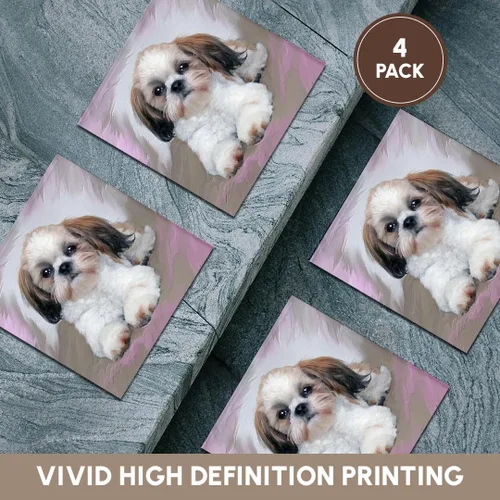 Vista 6 de 3dRose CST_4807_3 Shih Tzu Puppy - Posavasos de cerámica para cachorros, juego de 4