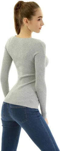 Vista 5 de AmélieBoutik Suéter acanalado asimétrico con nudo torcido para mujer