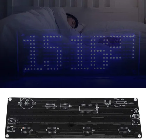 Vista 9 de Kit de reloj digital LED compacto, kit de reloj electrónico de celosía digital de 5 V con apariencia acrílica con aviso de temperatura