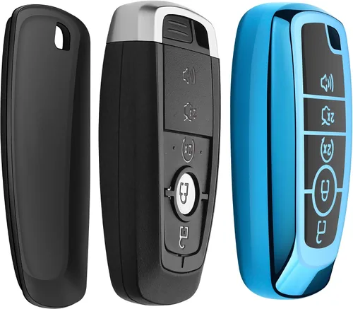 Vista 4 de Funda para llavero Ford con llavero de TPU suave de alta calidad, protección completa, compatible con Ford Explorer, Mustang Fusion Escape F150 F250
