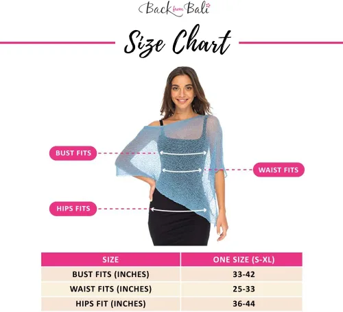 Vista 4 de Back From Bali Poncho transparente para mujer, suéter ligero de verano