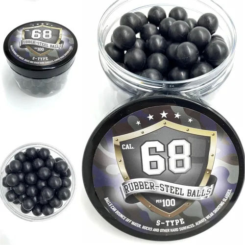 Vista 9 de 100 bolas de acero de goma dura de alta calidad, tipo S, bolas de paintballs de 0.25 oz. munición pesada para pistolas de entrenamiento de defensa