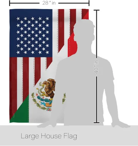 Vista 2 de Breeze Decor Bandera de la Amistad de Estados Unidos y México, Alianza Regional Americana, País Mundial, Decoración de Área Particular, Cartel