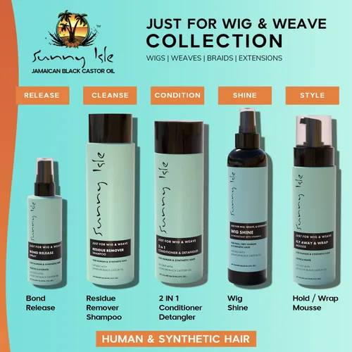 Vista 5 de Sunny Isle Solo para pelucas, tejidos, trenzas y extensiones 2N1 acondicionador y desenredante de 8 onzas, para cabello sintético y natural, aloe