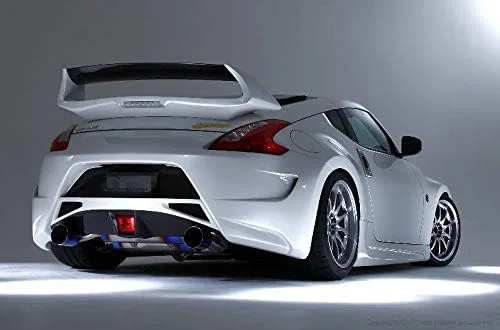 Vista 3 de Para Nissan 370z Z34 09+ Porción en adelante Fibra de Carbono AM Estilo Ala Trasera (con Luz de Freno) Fibra de Vidrio Frp Sin Pintar Base Amuse