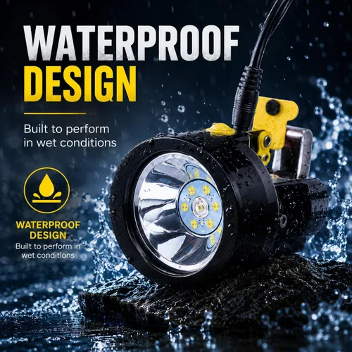 Vista 5 de Linterna frontal LED recargable, resistente al agua, a prueba de explosiones, casco de alta potencia con largo tiempo de funcionamiento para minería