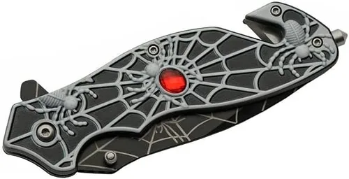 Vista 3 de RRS Black Widow Spider Gothic Fantasy Tanto Cuchillo de bolsillo con clip