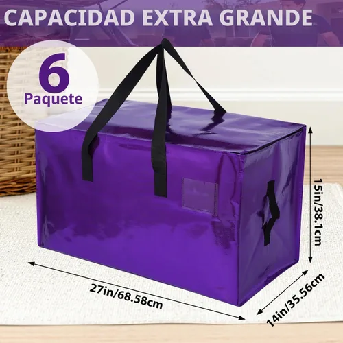 Vista 2 de Paquete de 6 Bolsas de Mudanza Resistentes, Bolsas de Mudanza Extra Grandes, Suministros de Mudanza, Bolsas de Almacenamiento con Asas y E-Multicolor