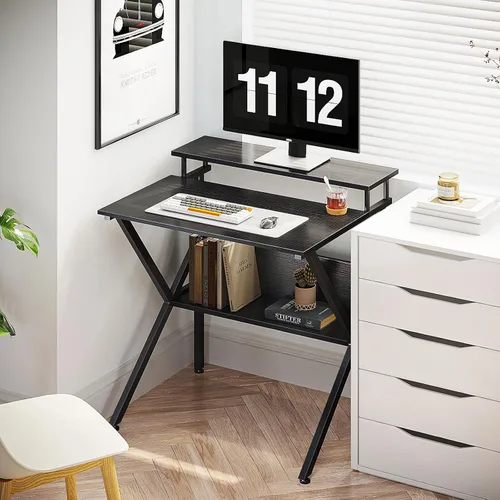 Vista 7 de ODK Escritorio pequeño, escritorio de computadora de 27.5 pulgadas para espacios pequeños, escritorio para niños con almacenamiento, mesa de estudio