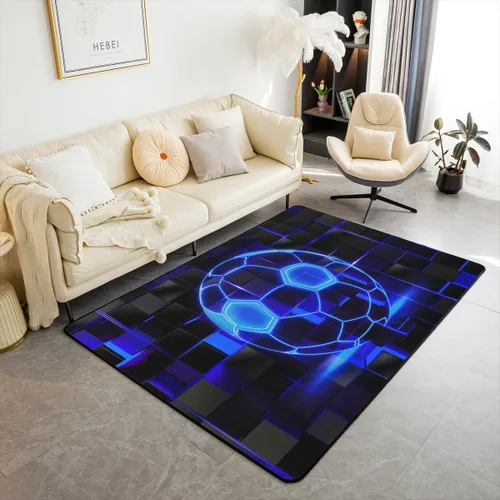 Vista 26 de Erosebridal Tapete de fútbol para interiores de 3 x 5 pulgadas, alfombra de fútbol neón para niños, adolescentes, hombres, brillantes, geométricas