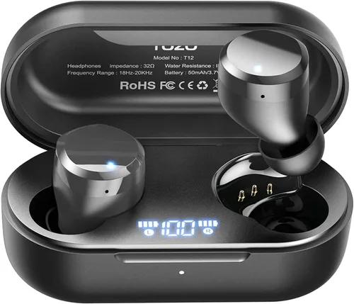 Vista 9 de TOZO Auriculares inalámbricos con micrófono integrado, llamadas claras, ergonómicos, ligeros, Bluetooth de 5.3 pulgadas, impermeables, sonido