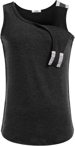 Vista 2 de Deyeek Camisetas sin mangas unisex con acceso completo a presión para hombres y mujeres, camisetas de recuperación de hombro para después