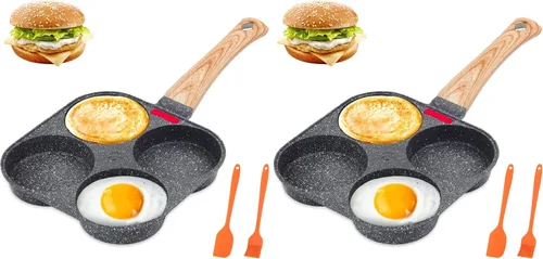 Vista 7 de AHFLRITO Sartén antiadherente para huevos de 4 tazas, sartén saludable de aluminio para omelette, sartén para tortilla de desayuno para huevos