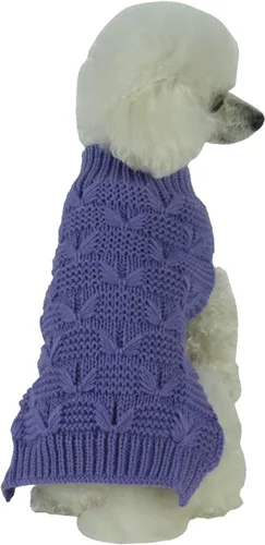 Vista 2 de Pet Life ® Suéter para perro de otoño e invierno con cuello de tortuga, suéter cálido para mascotas Púrpura
