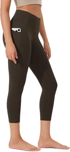 Vista 13 de ODODOS Pantalones capri de yoga suaves como mantequilla para salón con bolsillos para mujeres, leggings capri de cintura alta de 14"/19"/21