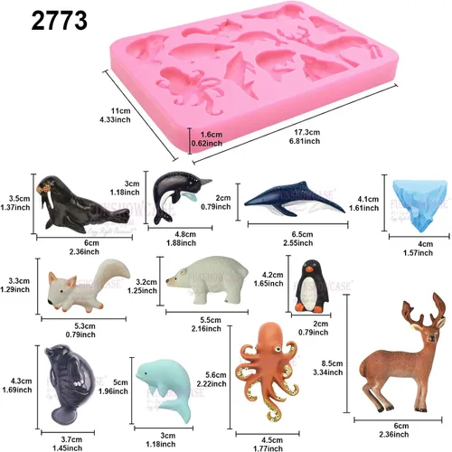 Vista 3 de Arctic Animals - Molde de silicona para fondant (11 cavidades, 1-3 pulgadas)