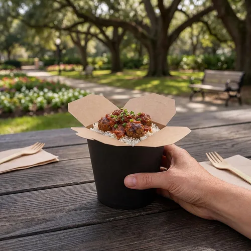 Vista 5 de Restaurantware Caja para llevar fideos de papel negro de 16 onzas, 200
