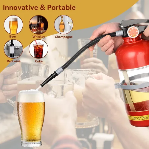 Vista 3 de Decantador de whisky de 2 litros, contenedor portátil extintor de incendios, dispensador de cerveza divertido para fiestas en el hogar, barriles
