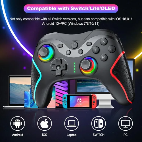 Vista 7 de Bidfoce Switch Controller for Nintendo SwitchSwitch LiteSwitch Oled, Switch Pro Controller with Programming Back Buttons Turbo Motion Vibration